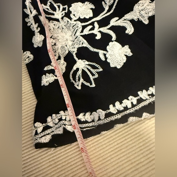 LIV Los Angeles Black Embroidered Palazzo Pants Wide Leg Boho Festival S - Picture 8 of 10